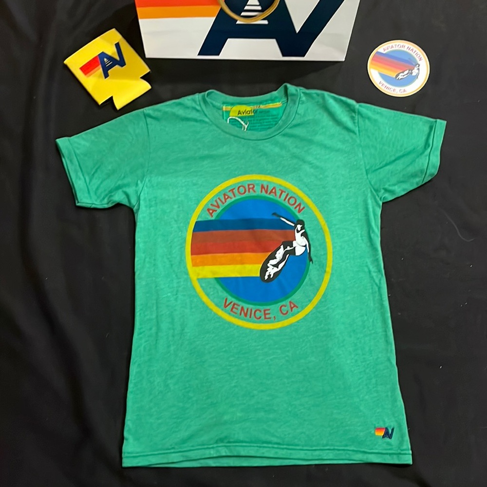 - NWT Kids Aviator Nation T Shirt Venice Logo tee Size 12 Kelly Green